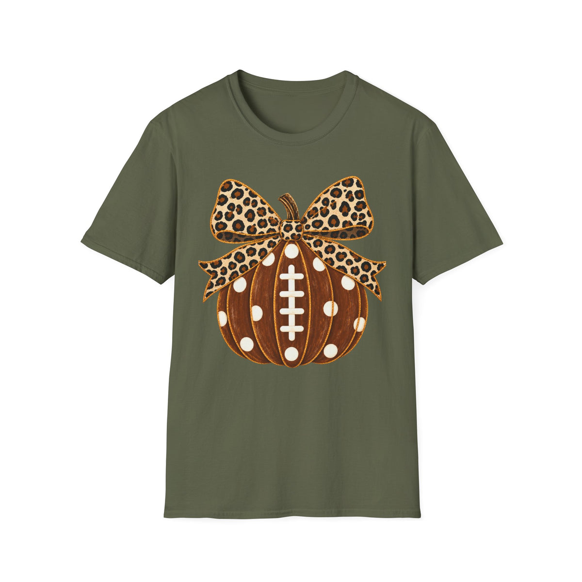 Leopard Bow Football Pumpkin T-Shirt