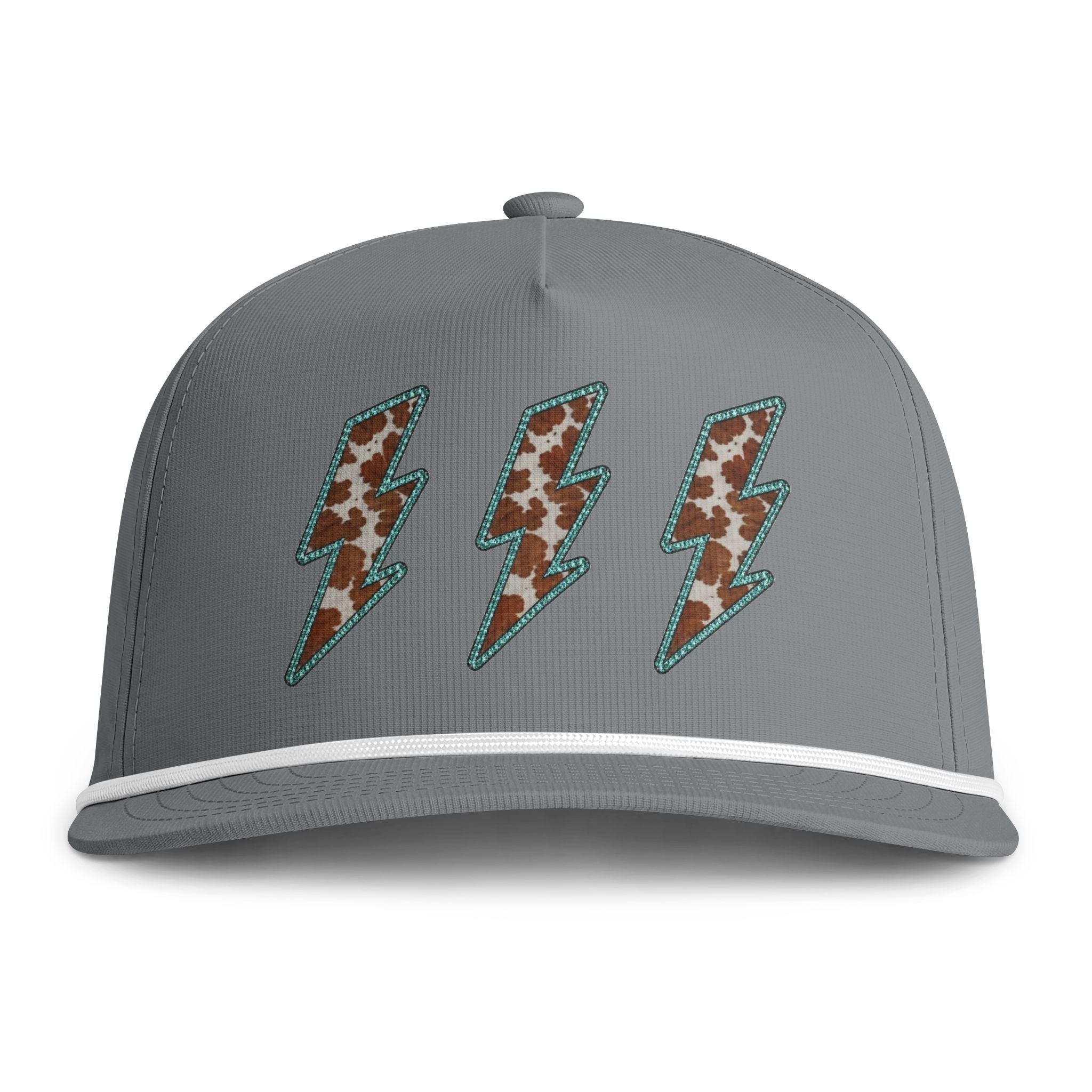 Sunwashed Rope Cap — Retro Lightning Bolt Embroidered Trucker Hat