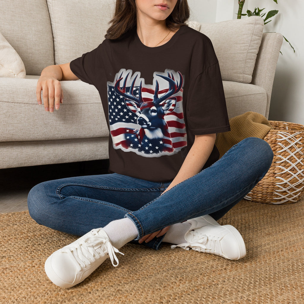 Patriotic Deer T-Shirt — American Flag Buck Graphic Tee
