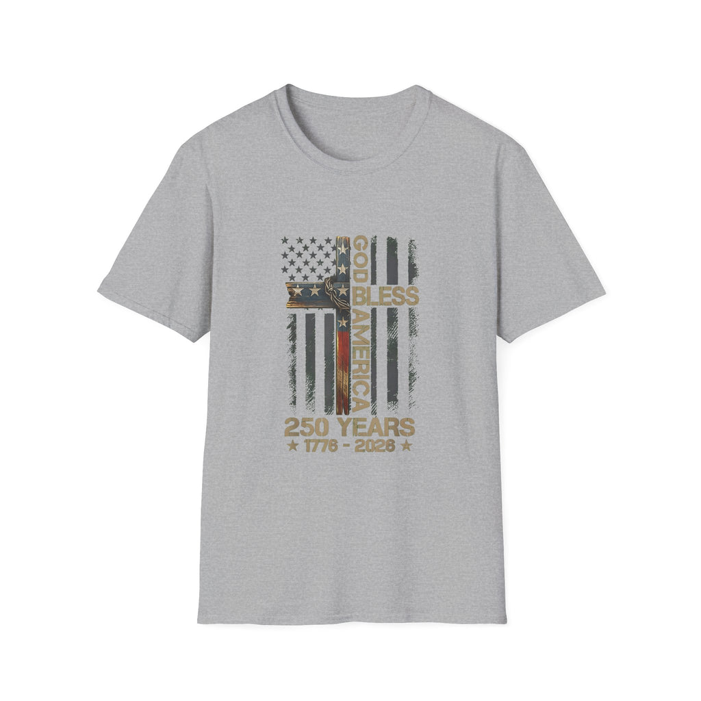 T-Shirt — God Bless America 250 Years Patriotic Flag Tee (1776–2026)
