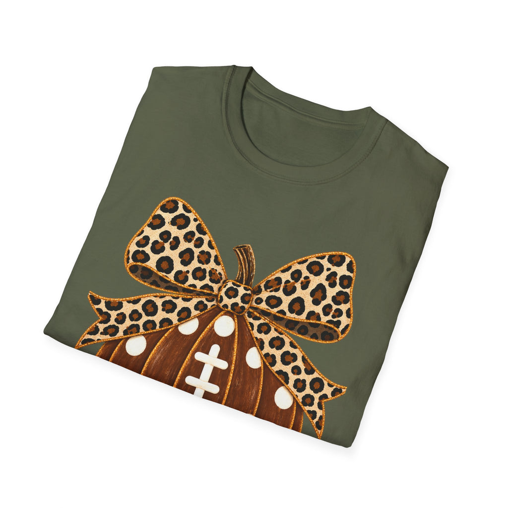 Leopard Bow Football Pumpkin T-Shirt