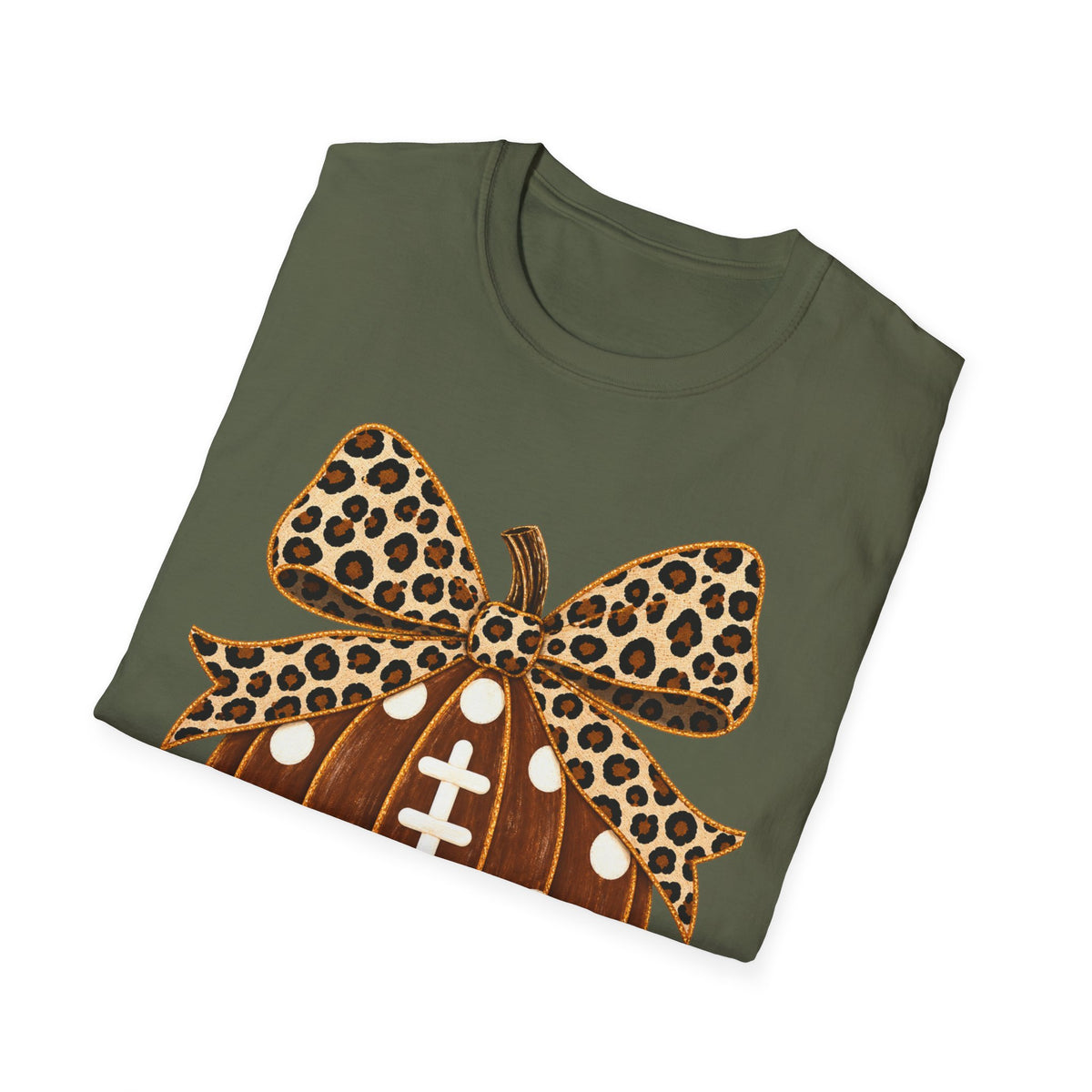 Leopard Bow Football Pumpkin T-Shirt
