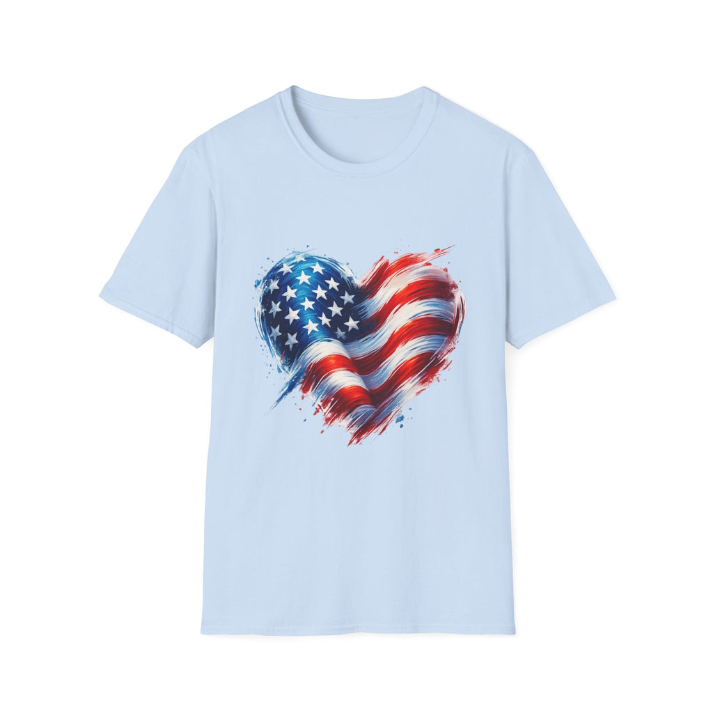 American Flag Heart T-Shirt — Patriotic USA Stars & Stripes Tee for 4th of July