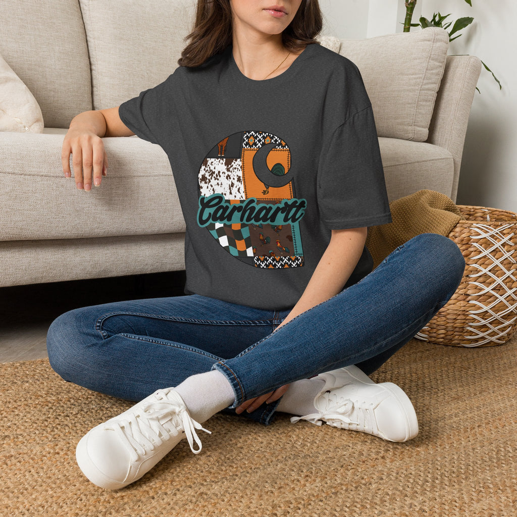 Carhartt Patchwork Logo T-Shirt — Retro Quilted Moon Graphic