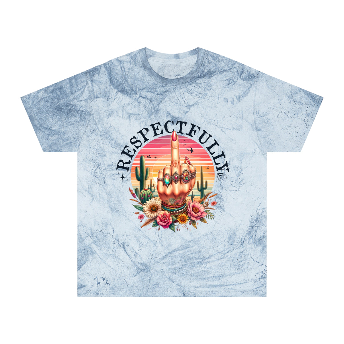Respectfully Middle Finger T-Shirt — Retro Desert Graphic Tee