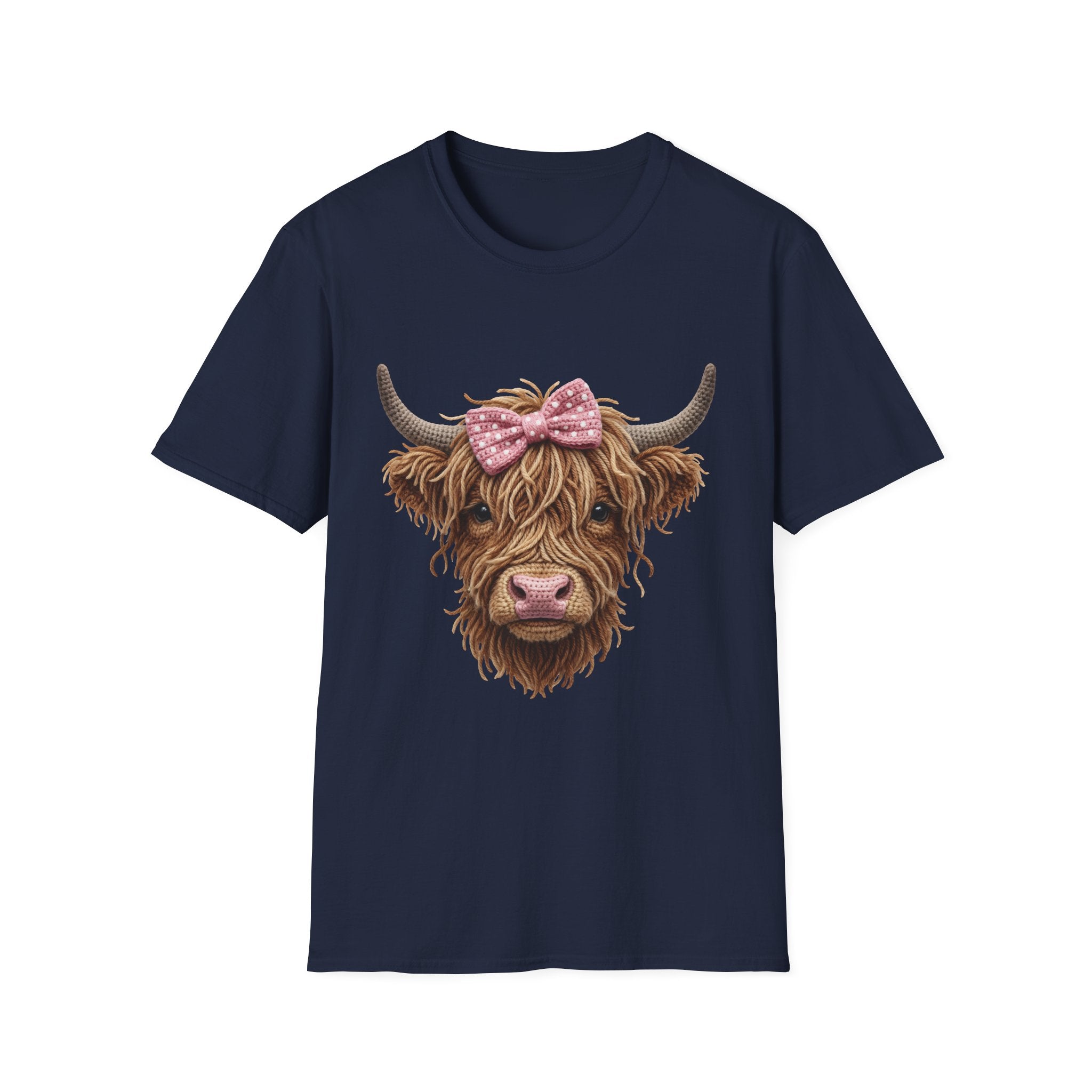 Highland Cow Tee — Cute Ribbon Cow Graphic T-Shirt