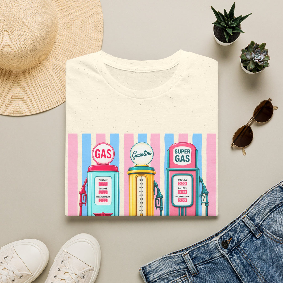 Retro Gas Pumps T‑Shirt — 'This Is My Husband's Problem' Vintage Gasoline Tee