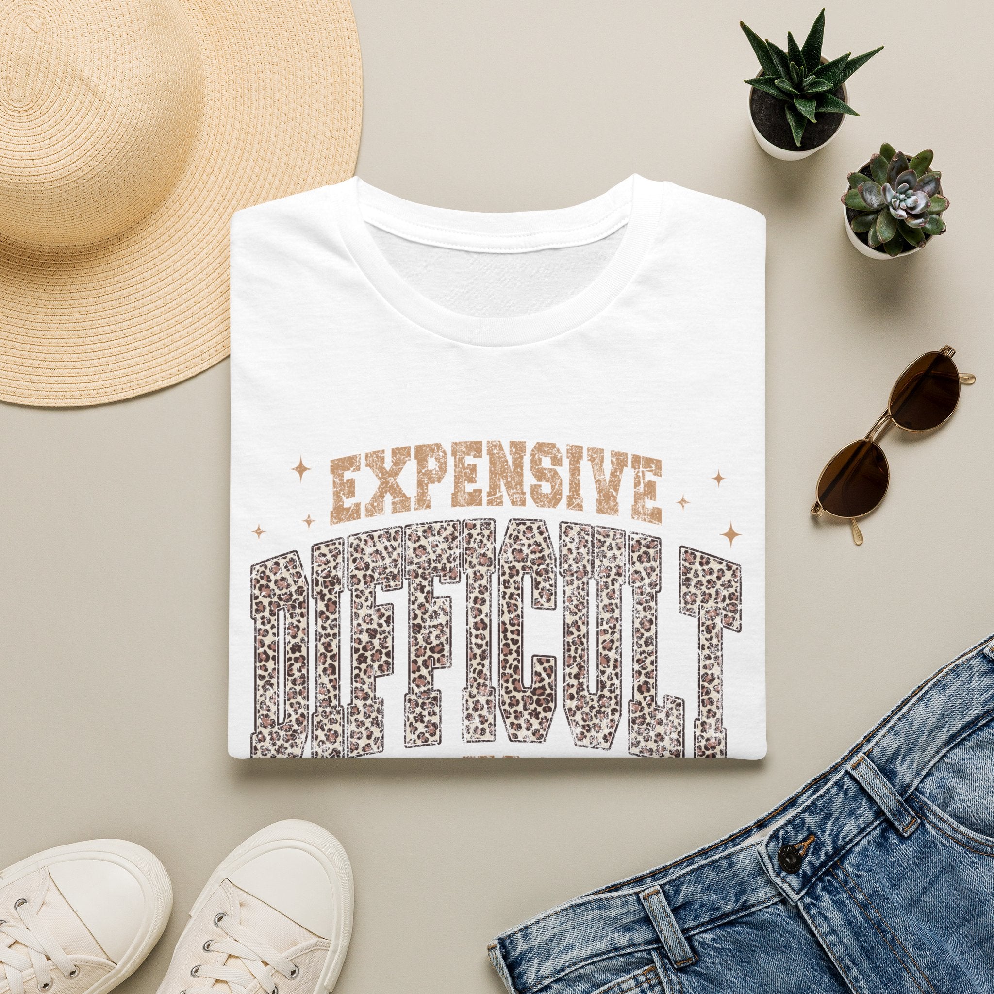Expensive & Difficult Graphic T-Shirt — Leopard Sparkle "Expensive Difficult & Talks Back"