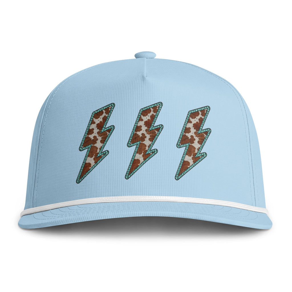 Sunwashed Rope Cap — Retro Lightning Bolt Embroidered Trucker Hat