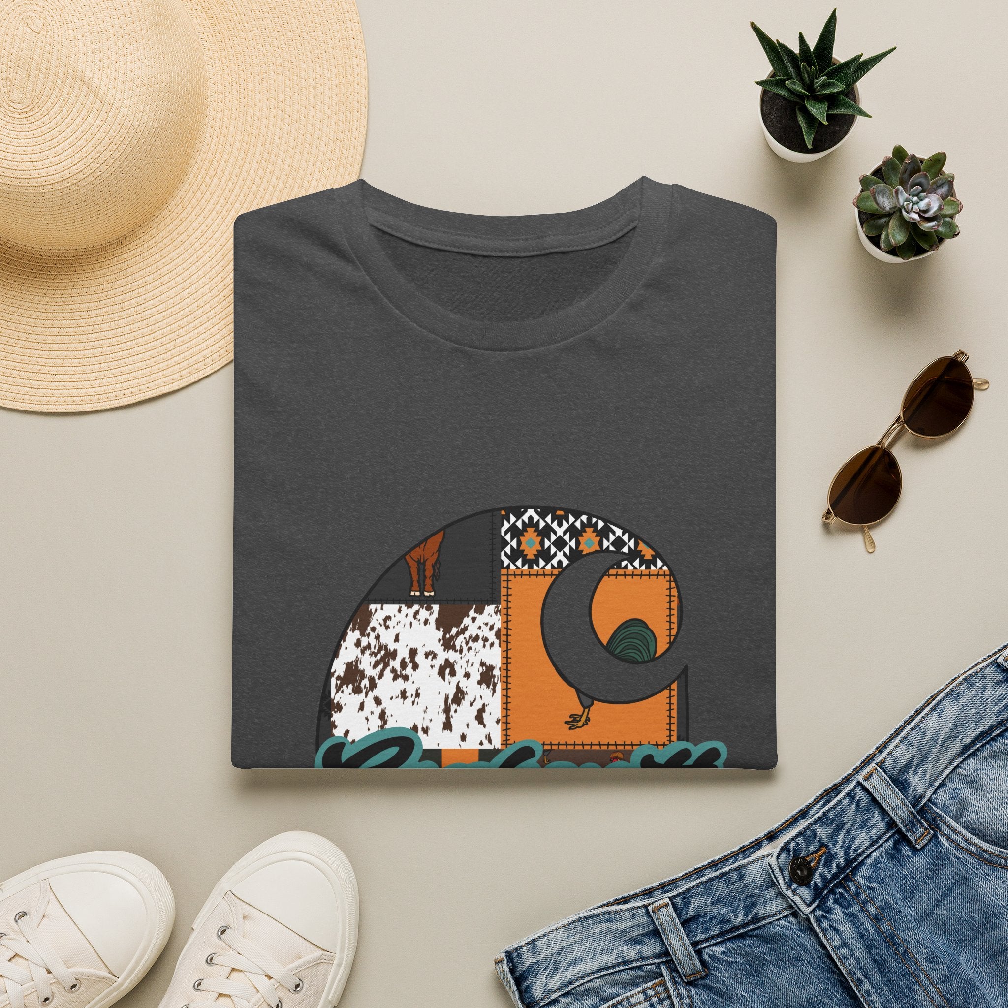 Carhartt Patchwork Logo T-Shirt — Retro Quilted Moon Graphic