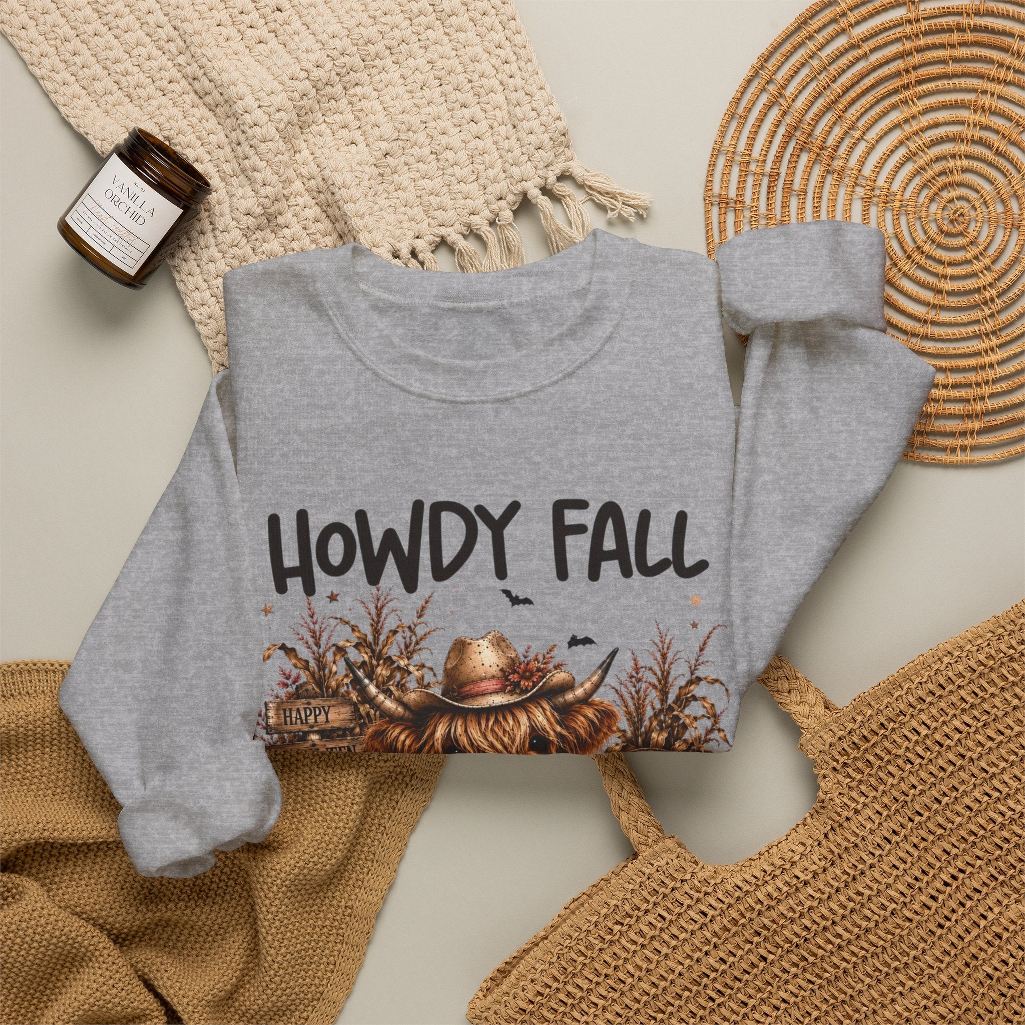 Howdy Fall Cowgirl Sweatshirt – Autumn Pumpkin Farm Graphic Crewneck