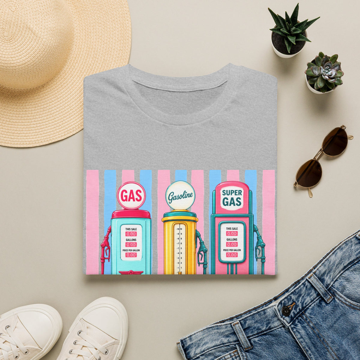 Retro Gas Pumps T‑Shirt — 'This Is My Husband's Problem' Vintage Gasoline Tee
