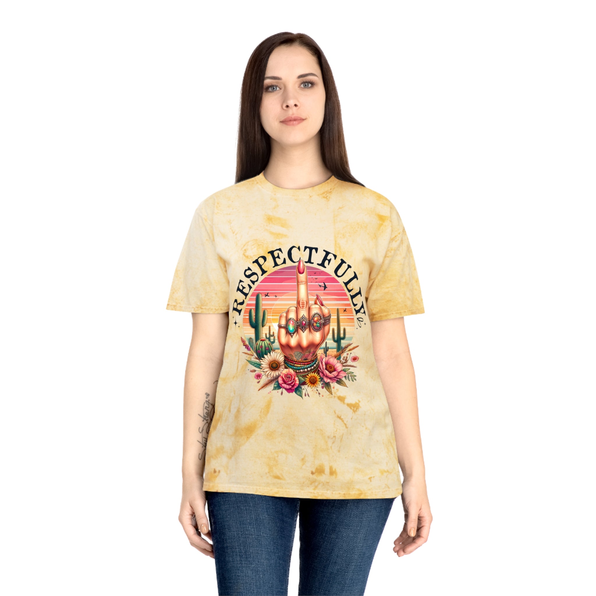 Respectfully Middle Finger T-Shirt — Retro Desert Graphic Tee