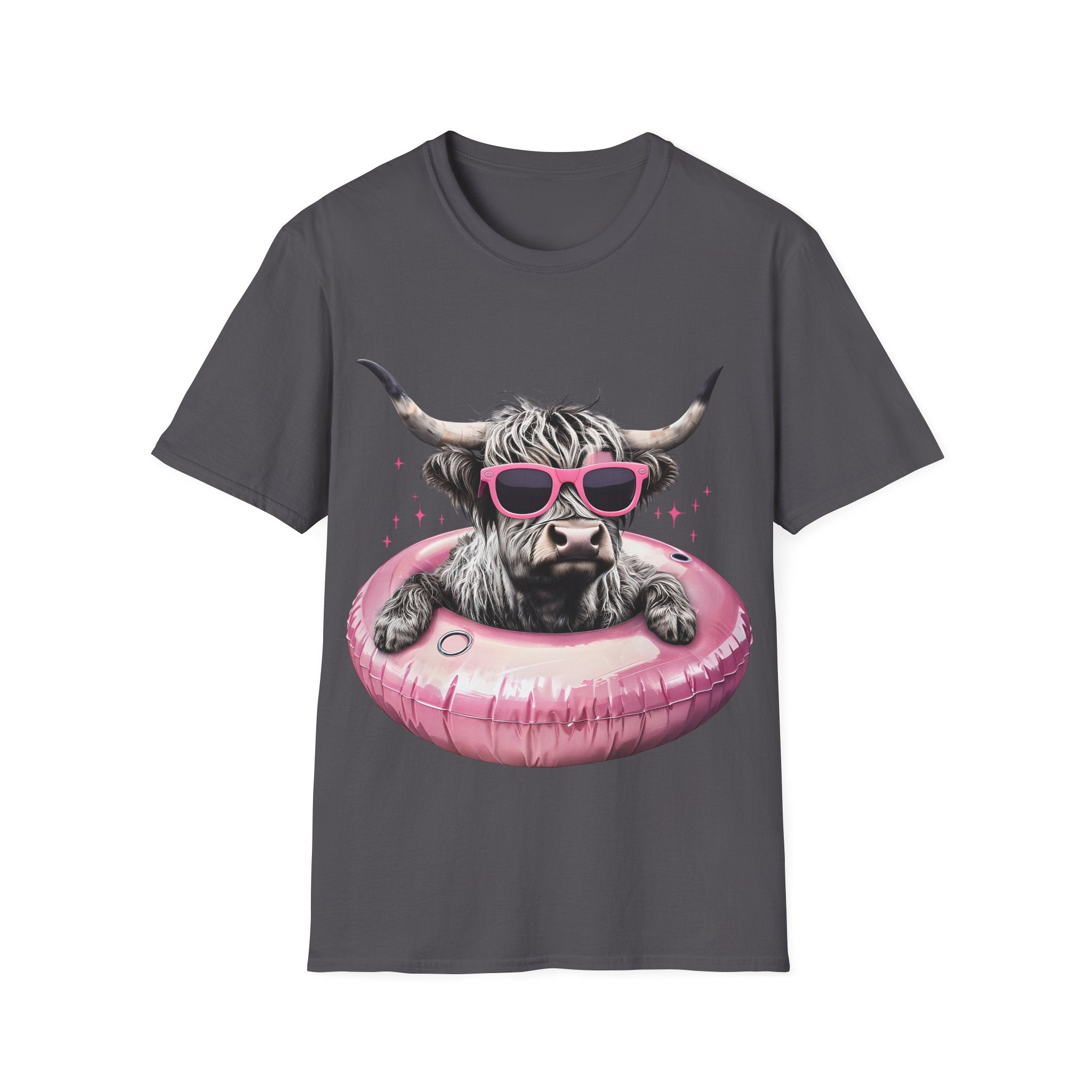 Cow with Pink Sunglasses T-Shirt — Cute Highland Cow Graphic Tee