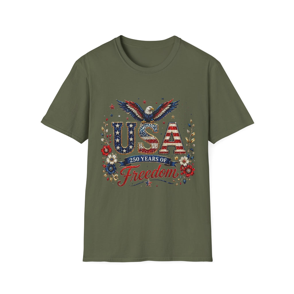 USA Freedom T-Shirt — Patriotic Eagle & American Flag Design