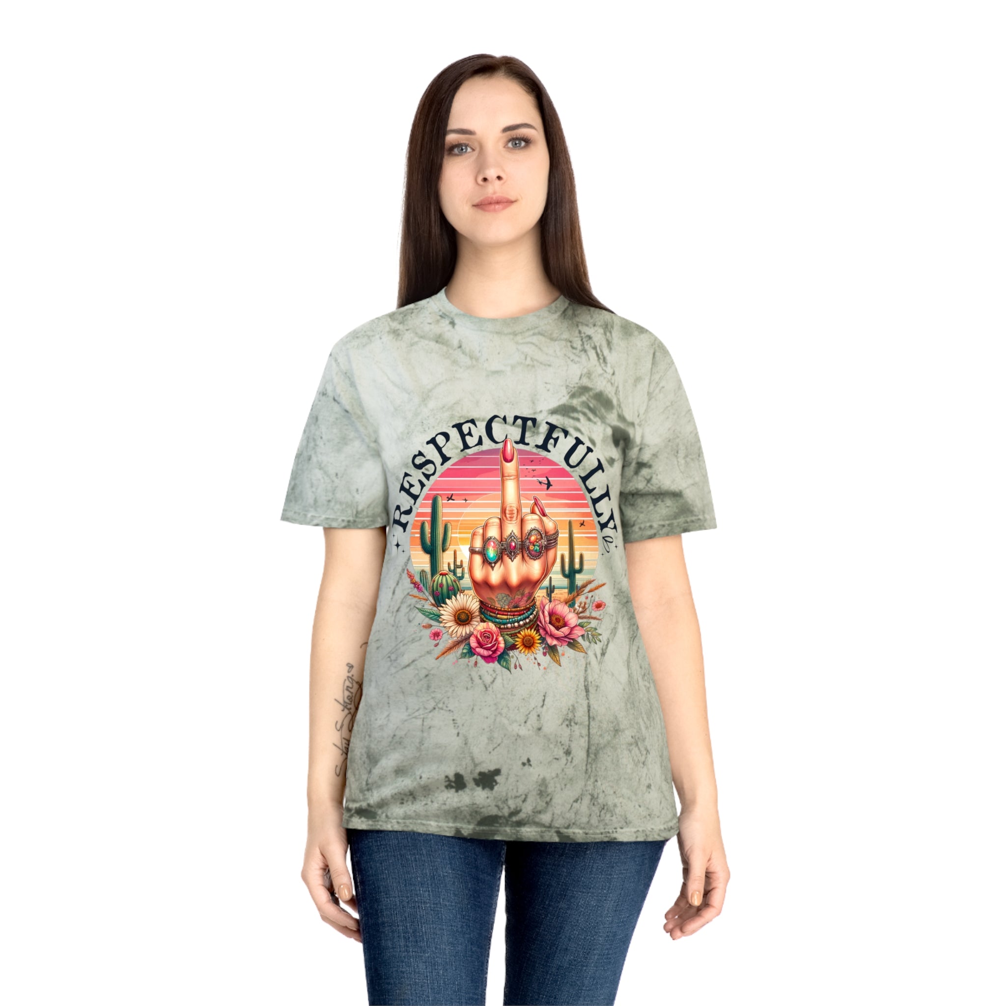Respectfully Middle Finger T-Shirt — Retro Desert Graphic Tee