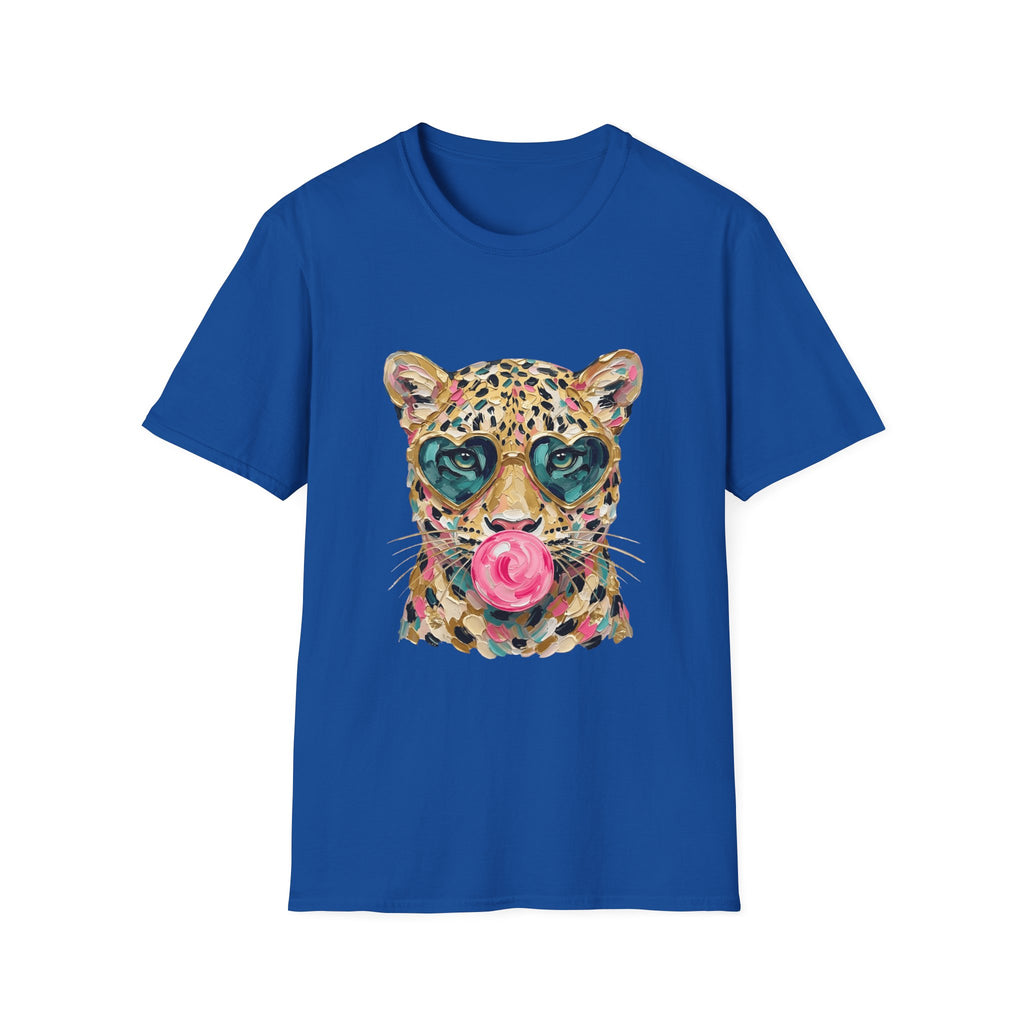 Leopard with Heart Sunglasses Graphic Tee — Cute Pop Art Animal T-Shirt