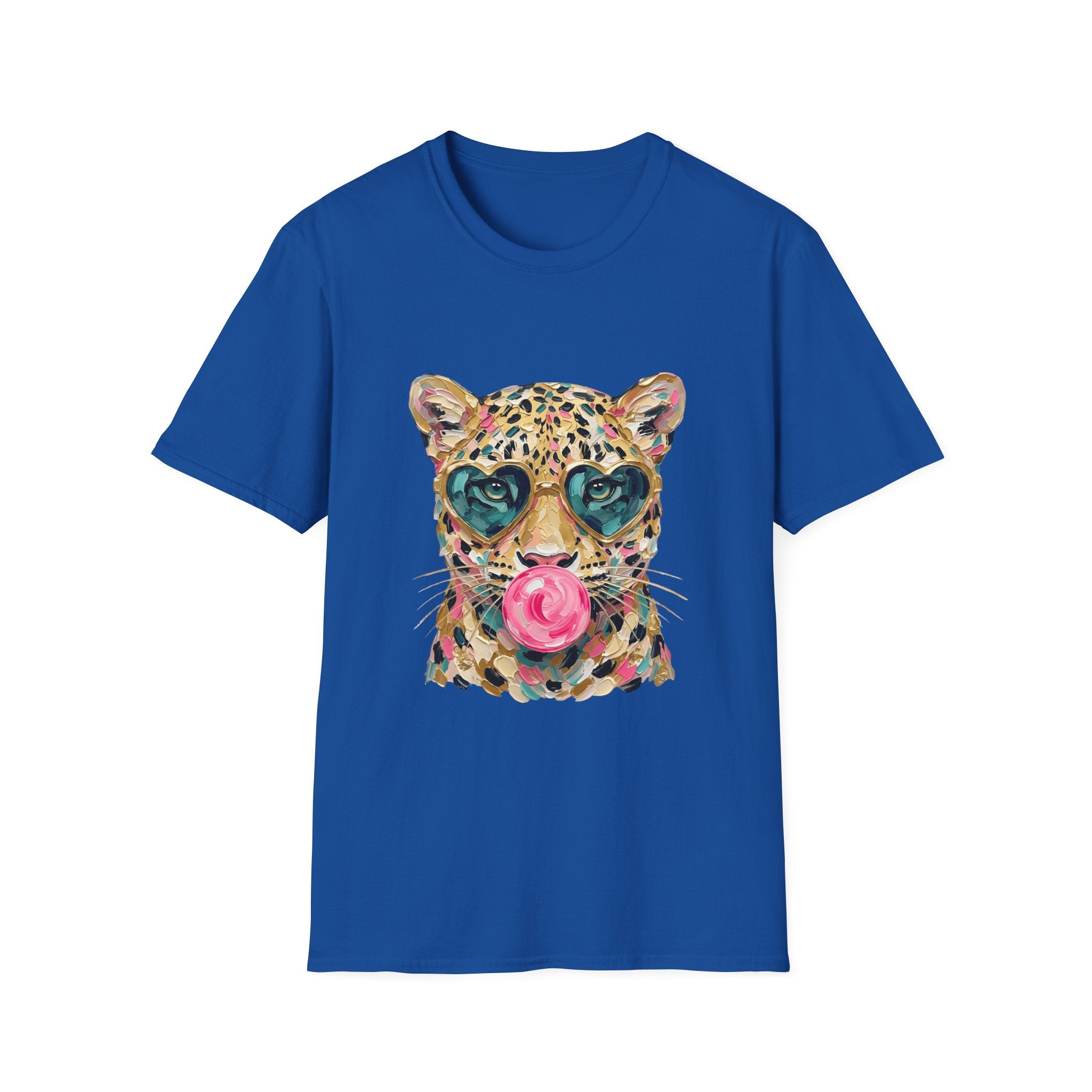 Leopard with Heart Sunglasses Graphic Tee — Cute Pop Art Animal T-Shirt