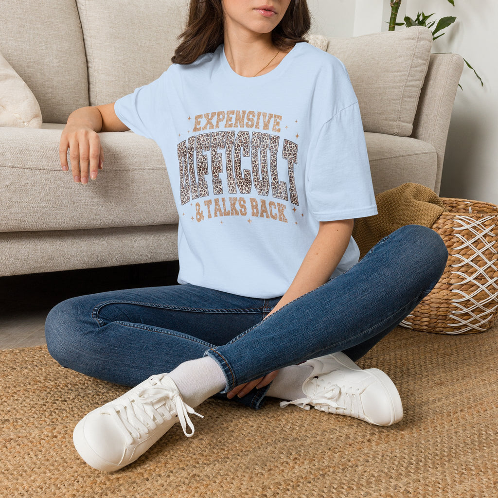 Expensive & Difficult Graphic T-Shirt — Leopard Sparkle "Expensive Difficult & Talks Back"