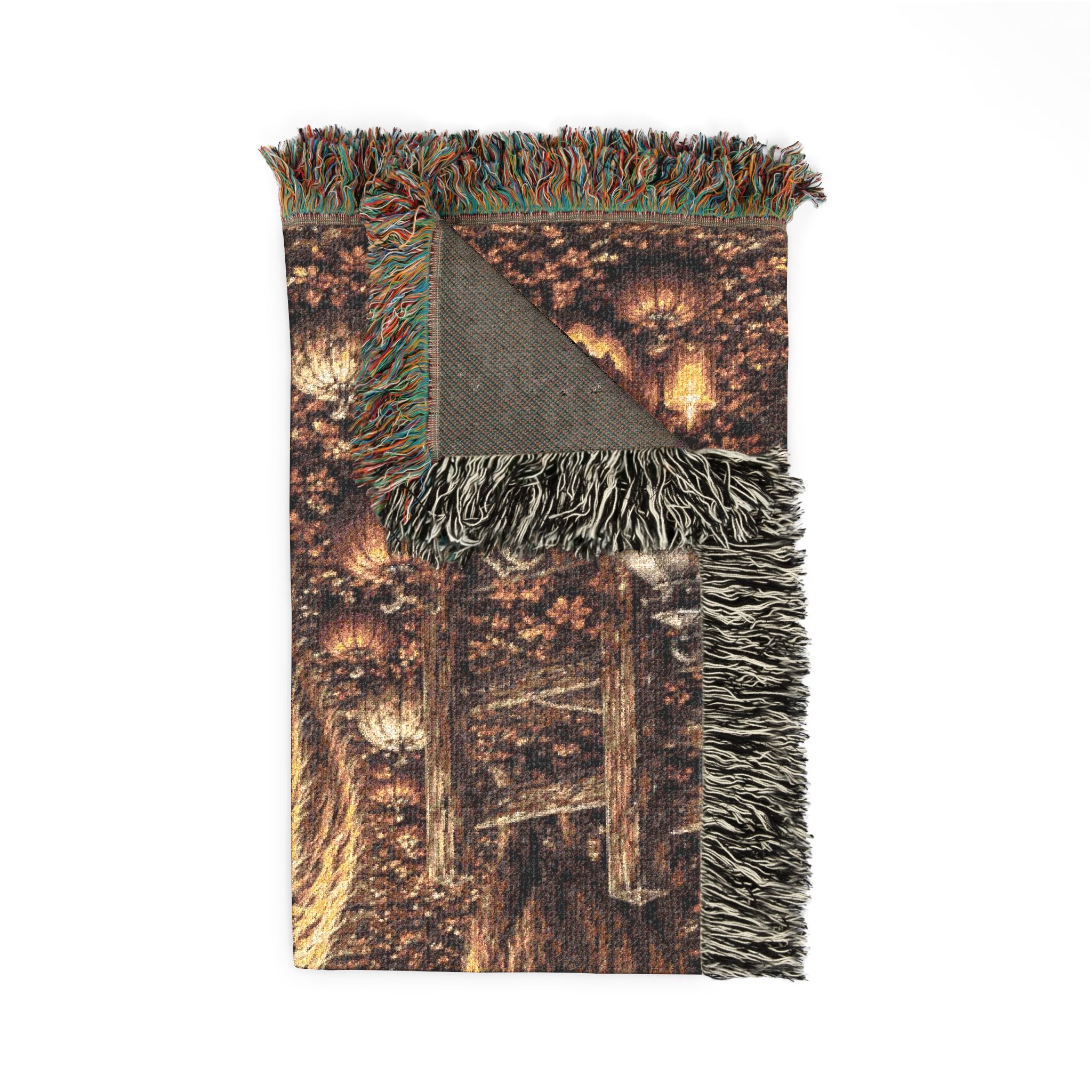 Highland cow halloween Throw Blanket — Norse Moonlight Tapestry