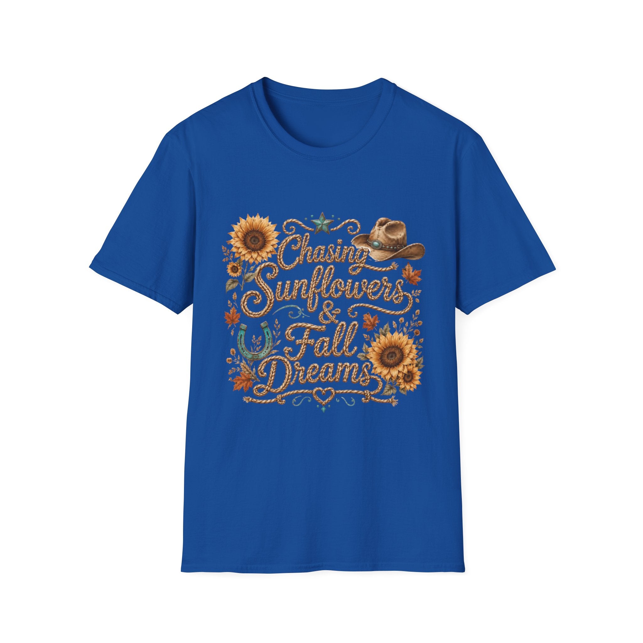 Chasing Sunflowers & Fall Dreams T-Shirt — Rustic Cowboy Sunflower Autumn Tee