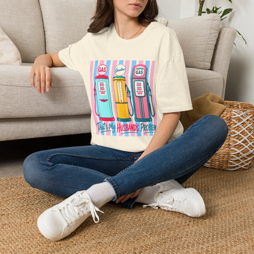 Retro Gas Pumps T‑Shirt — 'This Is My Husband's Problem' Vintage Gasoline Tee