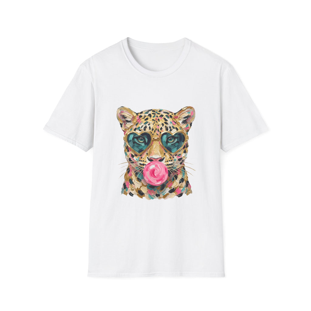 Leopard with Heart Sunglasses Graphic Tee — Cute Pop Art Animal T-Shirt