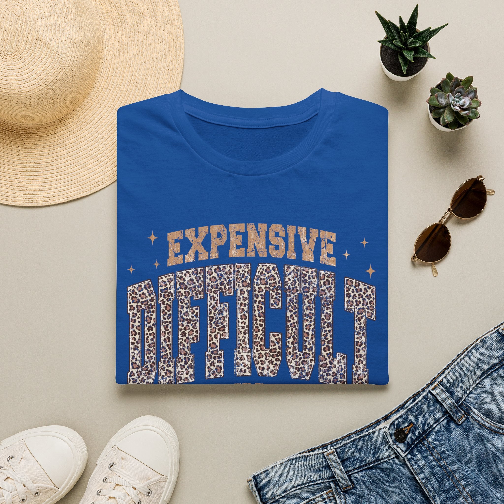 Expensive & Difficult Graphic T-Shirt — Leopard Sparkle "Expensive Difficult & Talks Back"