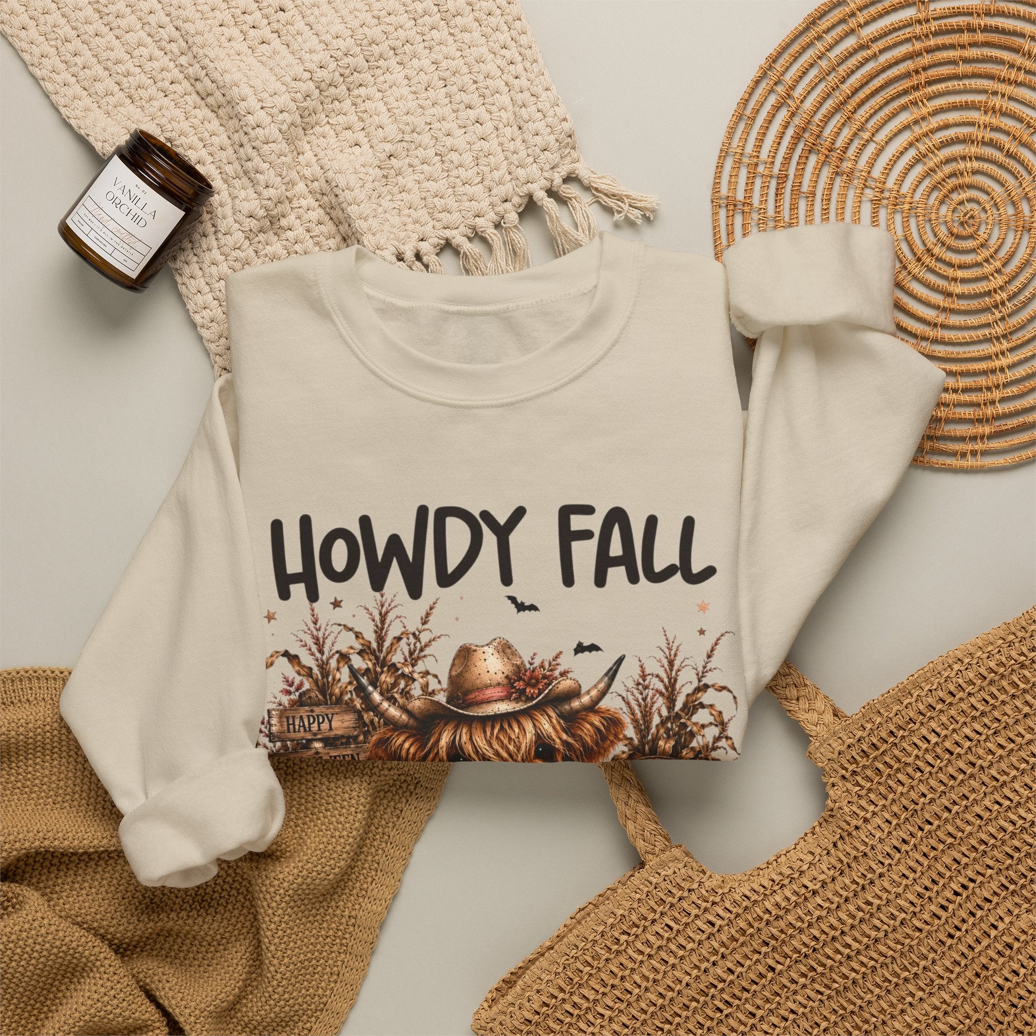 Howdy Fall Cowgirl Sweatshirt – Autumn Pumpkin Farm Graphic Crewneck