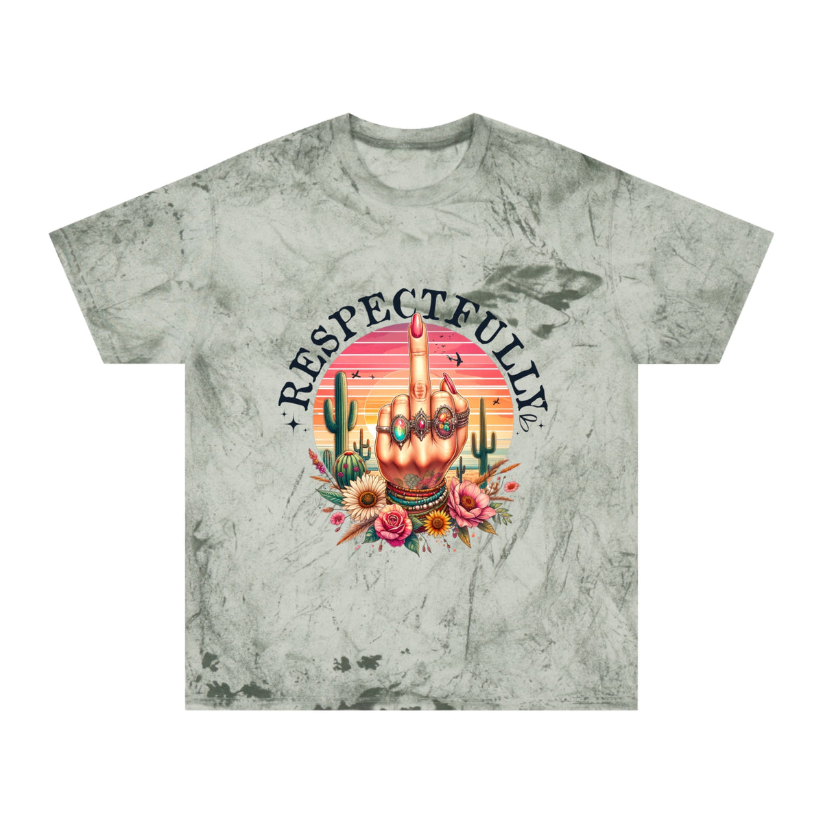 Respectfully Middle Finger T-Shirt — Retro Desert Graphic Tee