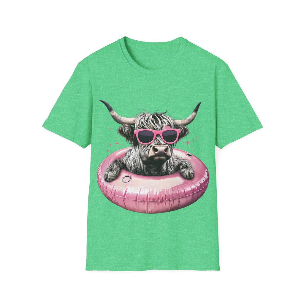 Cow with Pink Sunglasses T-Shirt — Cute Highland Cow Graphic Tee