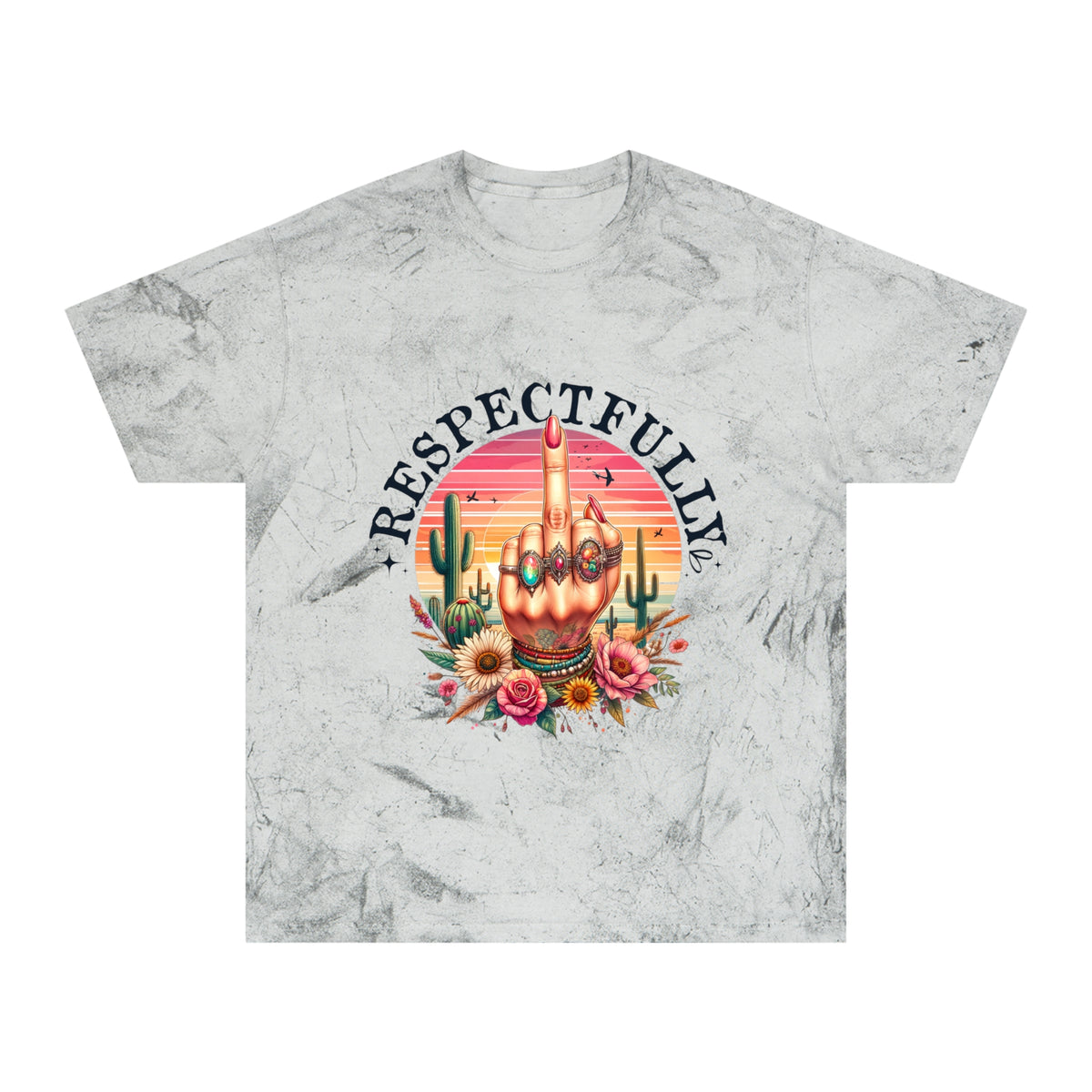 Respectfully Middle Finger T-Shirt — Retro Desert Graphic Tee