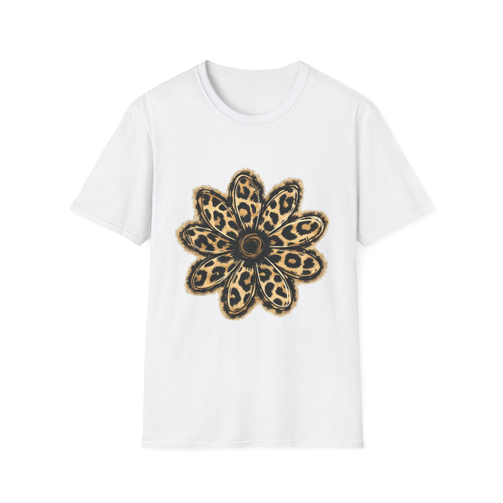 Leopard Sunflower Tee — Women's Animal Print Floral T-Shirt