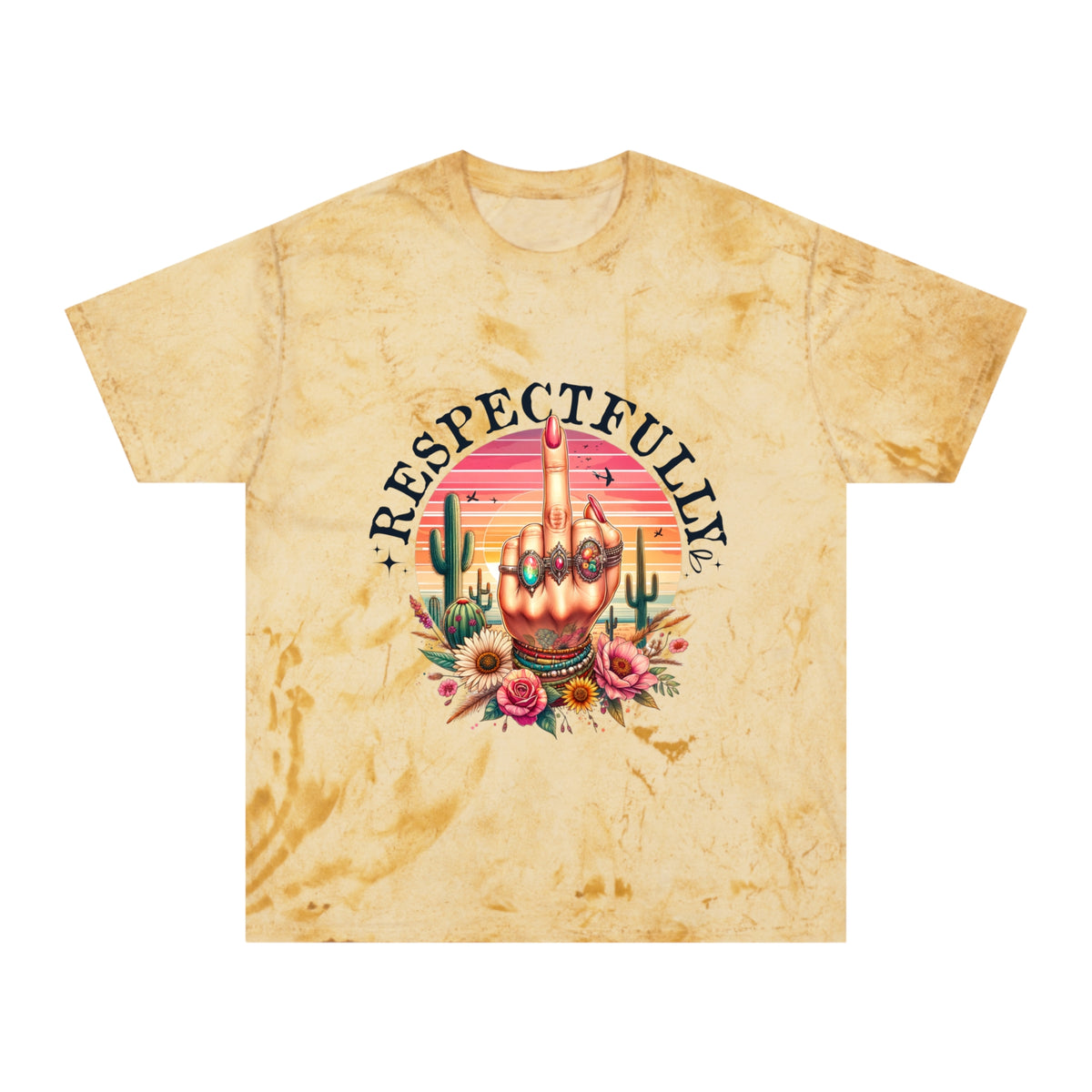 Respectfully Middle Finger T-Shirt — Retro Desert Graphic Tee