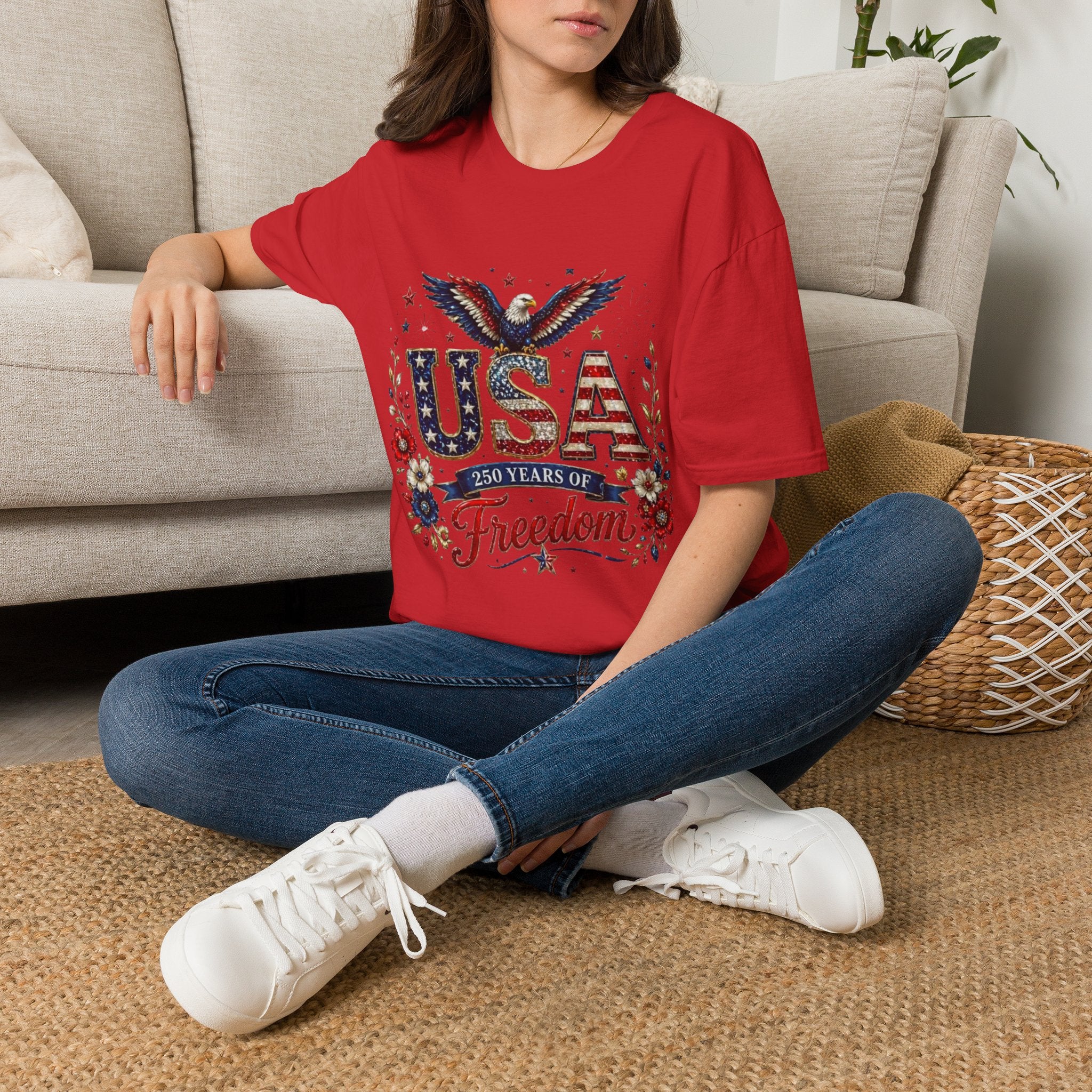 USA Freedom T-Shirt — Patriotic Eagle & American Flag Design