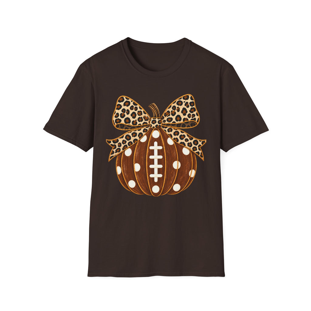 Leopard Bow Football Pumpkin T-Shirt