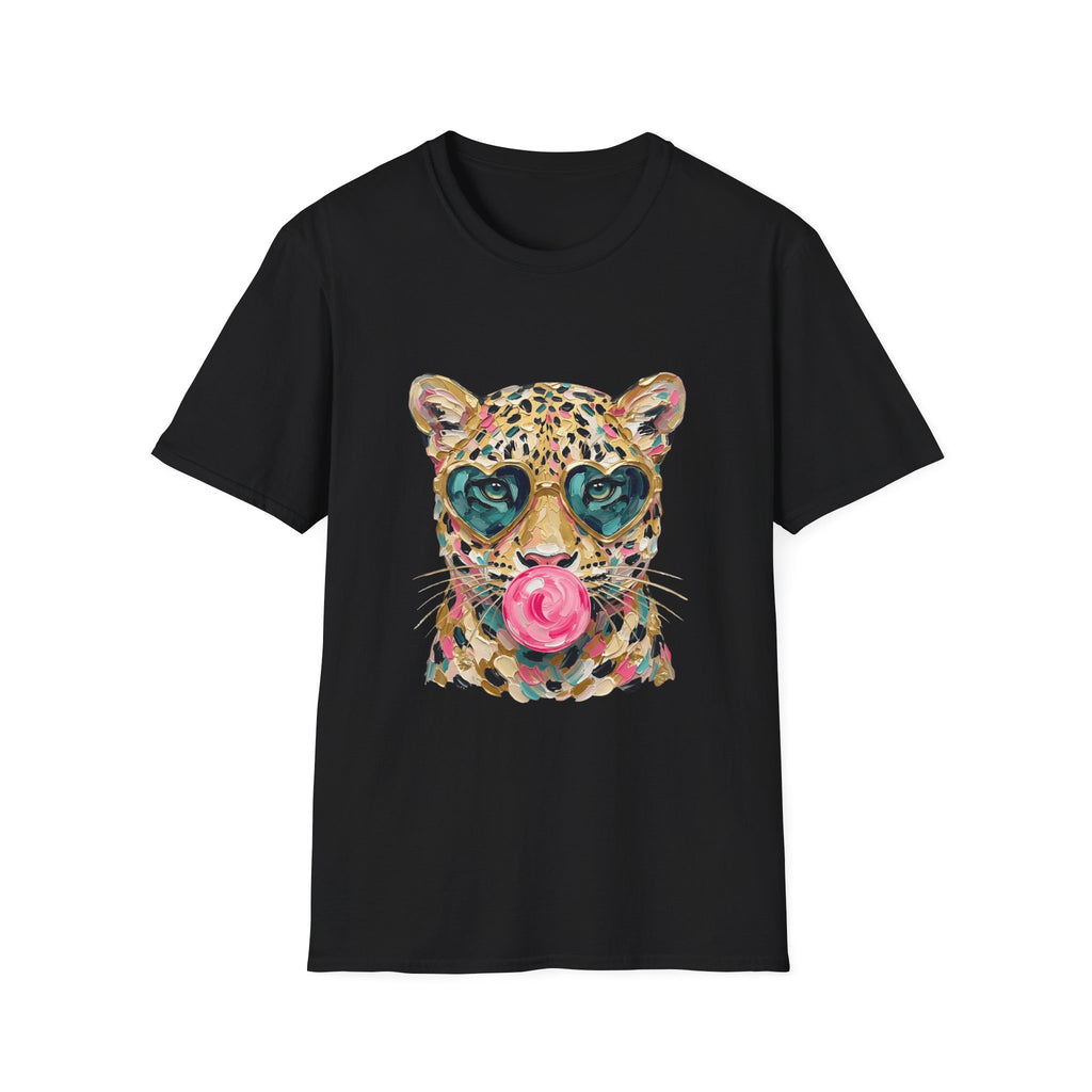 Leopard with Heart Sunglasses Graphic Tee — Cute Pop Art Animal T-Shirt