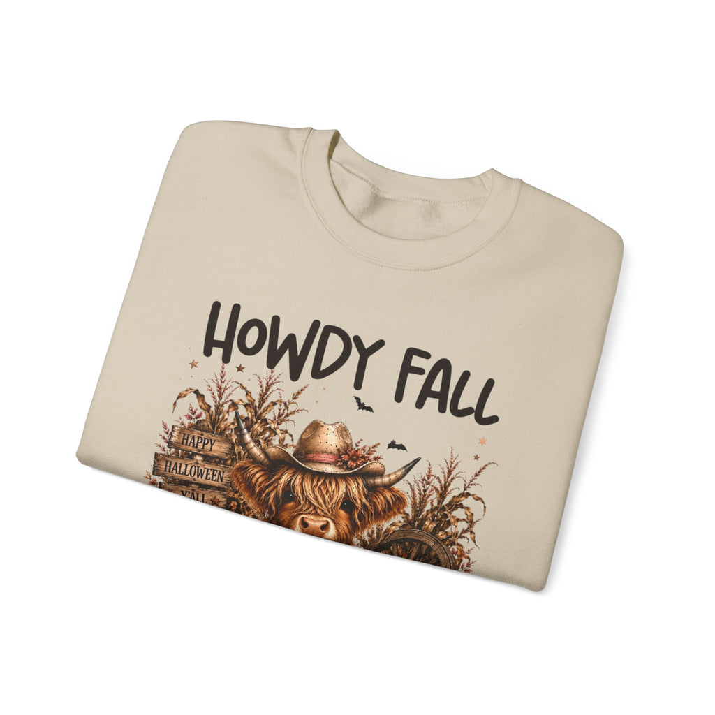 Howdy Fall Cowgirl Sweatshirt – Autumn Pumpkin Farm Graphic Crewneck