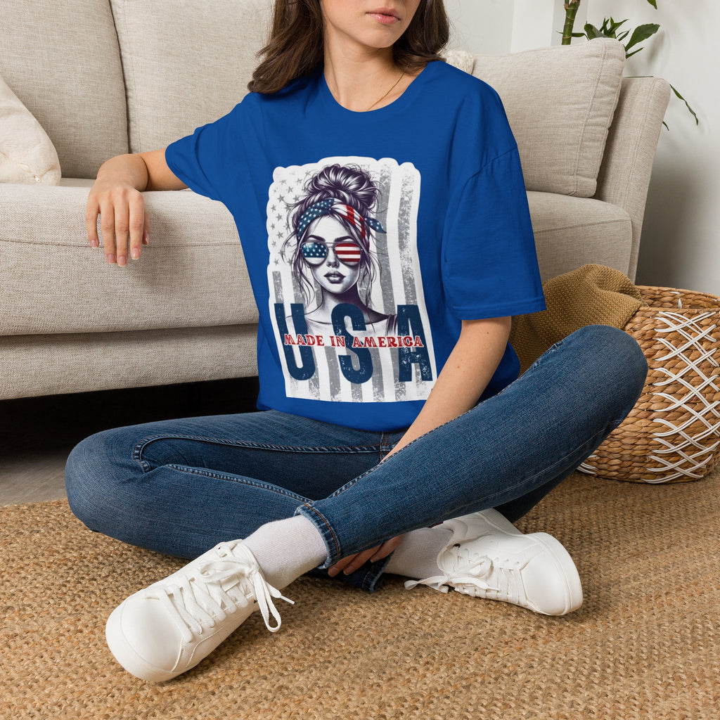 USA Flag Sunglasses T-Shirt — American Patriotic Hair-Band Graphic Tee