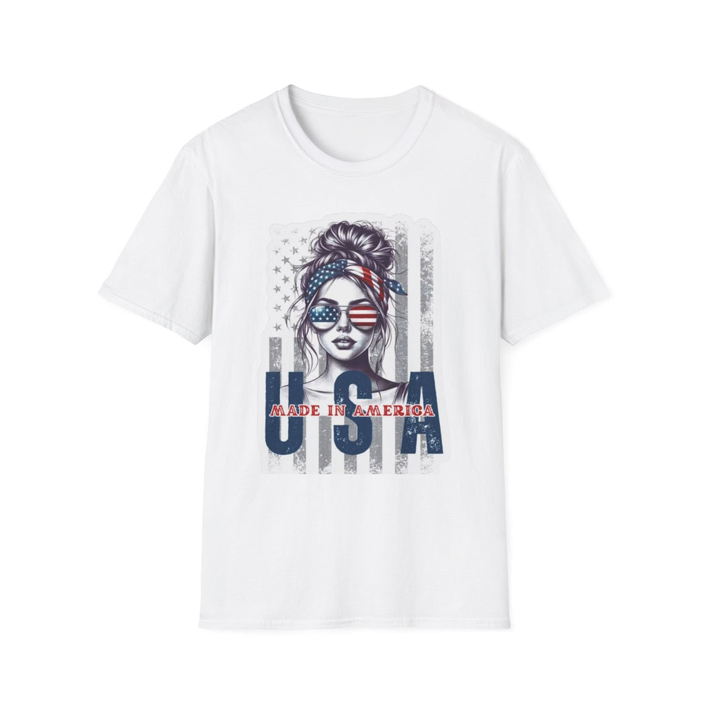 USA Flag Sunglasses T-Shirt — American Patriotic Hair-Band Graphic Tee