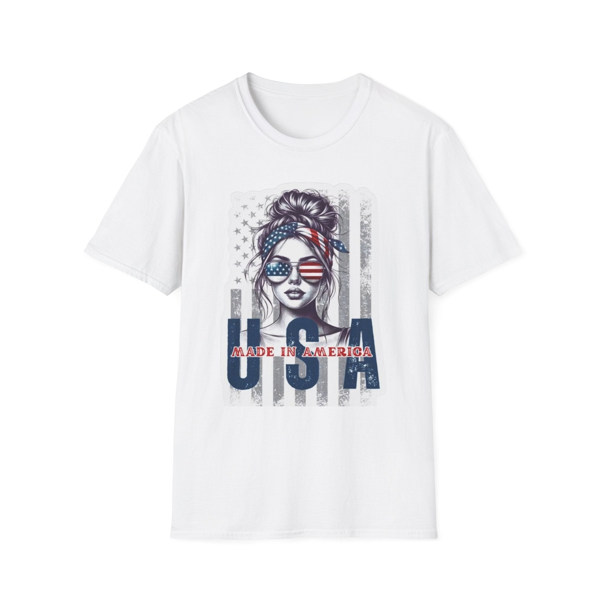 USA Flag Sunglasses T-Shirt — American Patriotic Hair-Band Graphic Tee