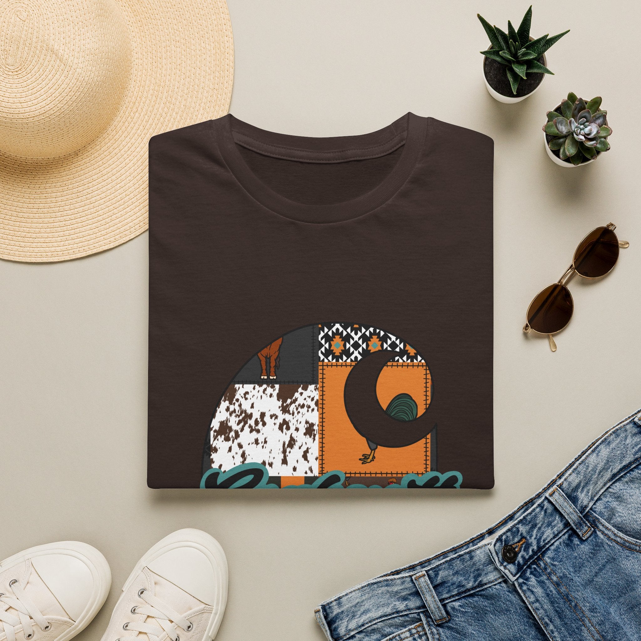 Carhartt Patchwork Logo T-Shirt — Retro Quilted Moon Graphic