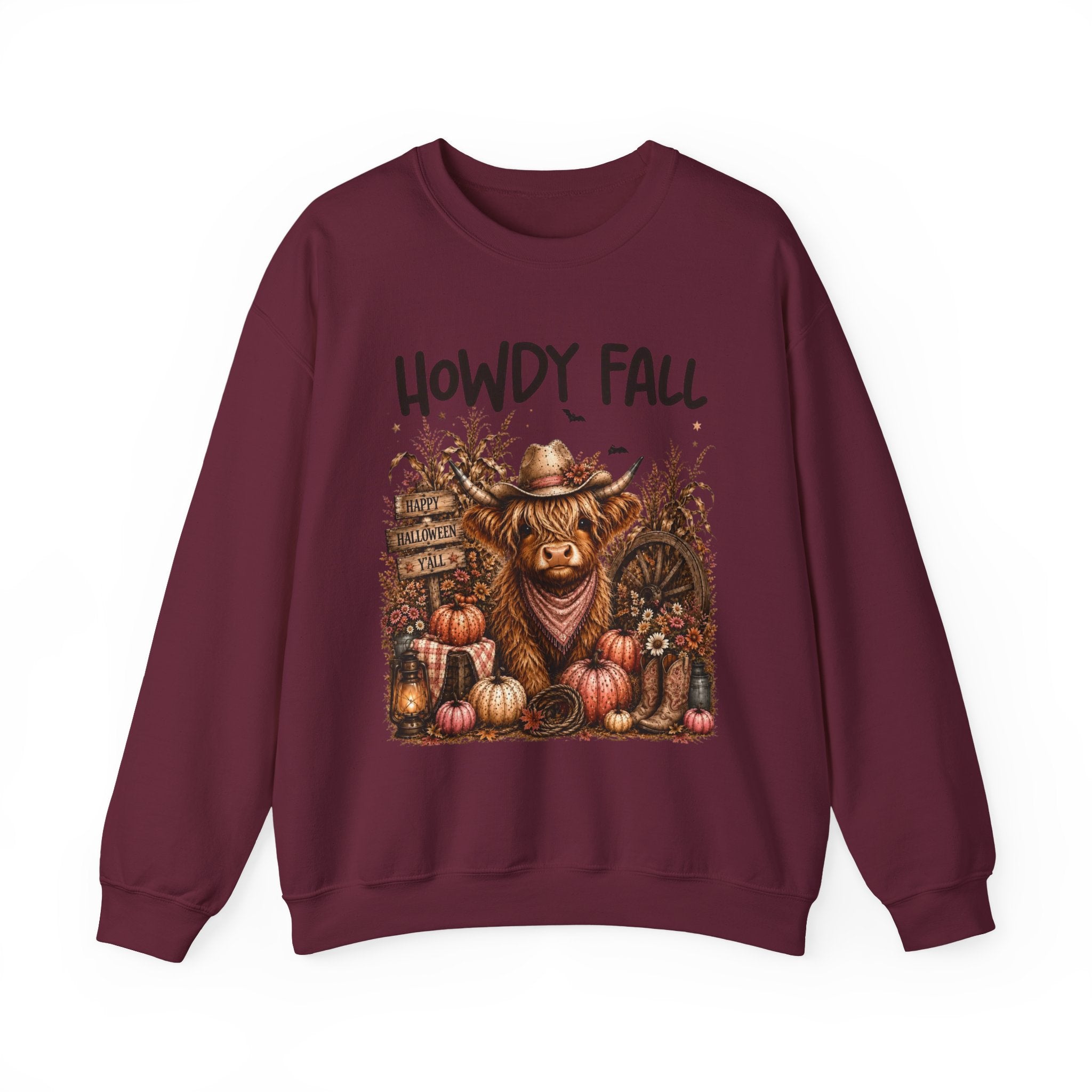 Howdy Fall Cowgirl Sweatshirt – Autumn Pumpkin Farm Graphic Crewneck