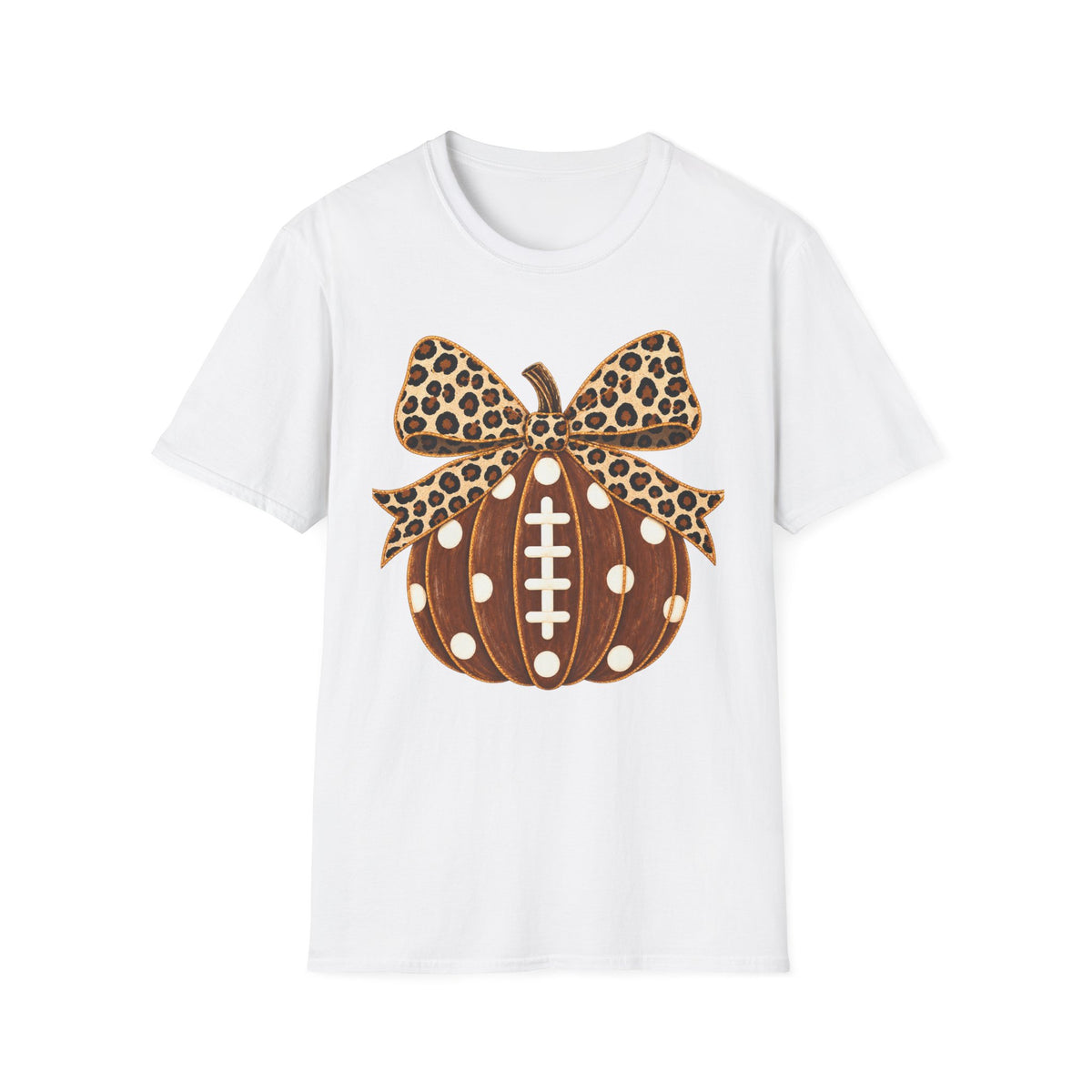 Leopard Bow Football Pumpkin T-Shirt