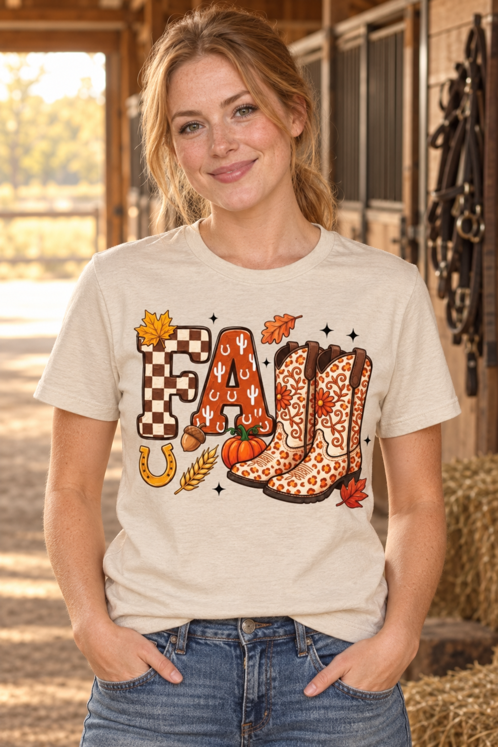 Fall western boots and autumn graphic tee