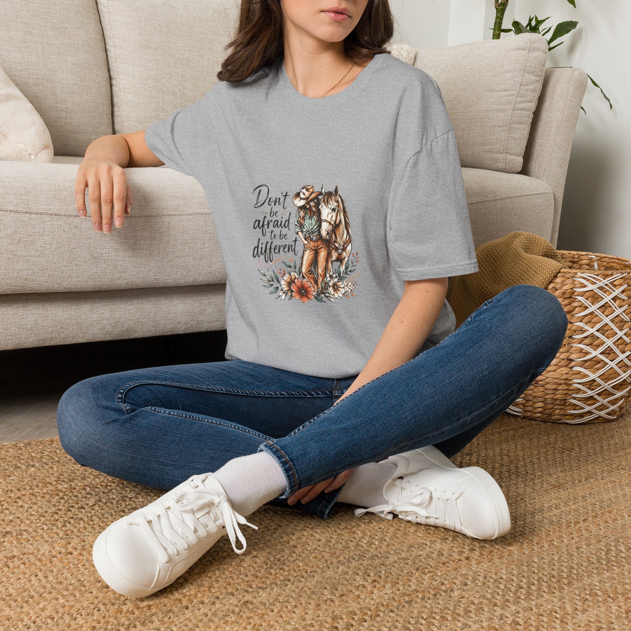 T-Shirt — 'Don't Be Afraid to Be Different' Horse Graphic