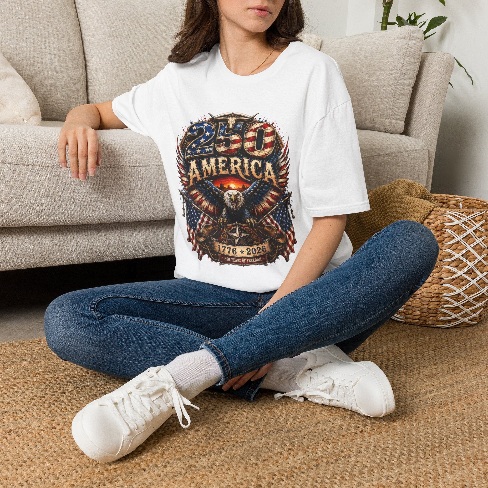 250 America Eagle Graphic T-Shirt — Patriotic 1776–2021 Anniversary Tee