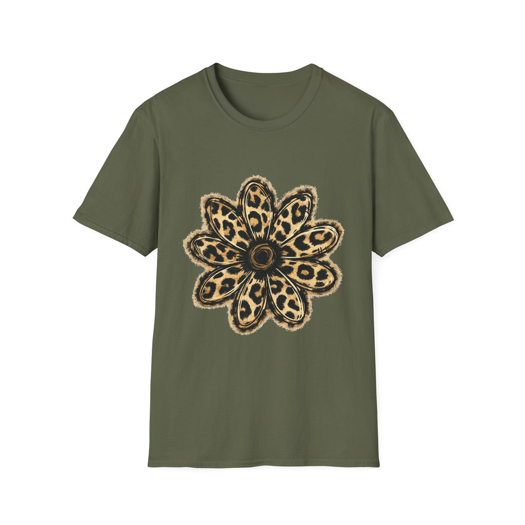 Leopard Sunflower Tee — Women's Animal Print Floral T-Shirt