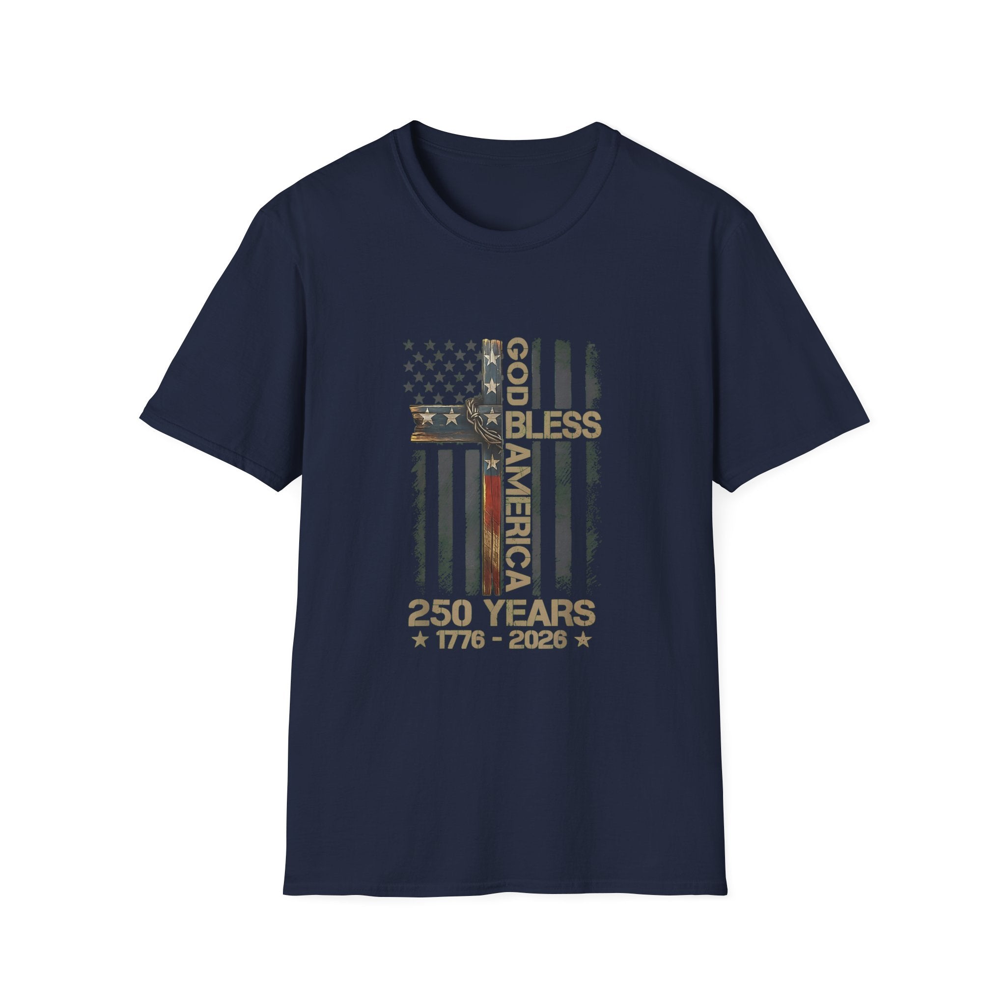 T-Shirt — God Bless America 250 Years Patriotic Flag Tee (1776–2026)