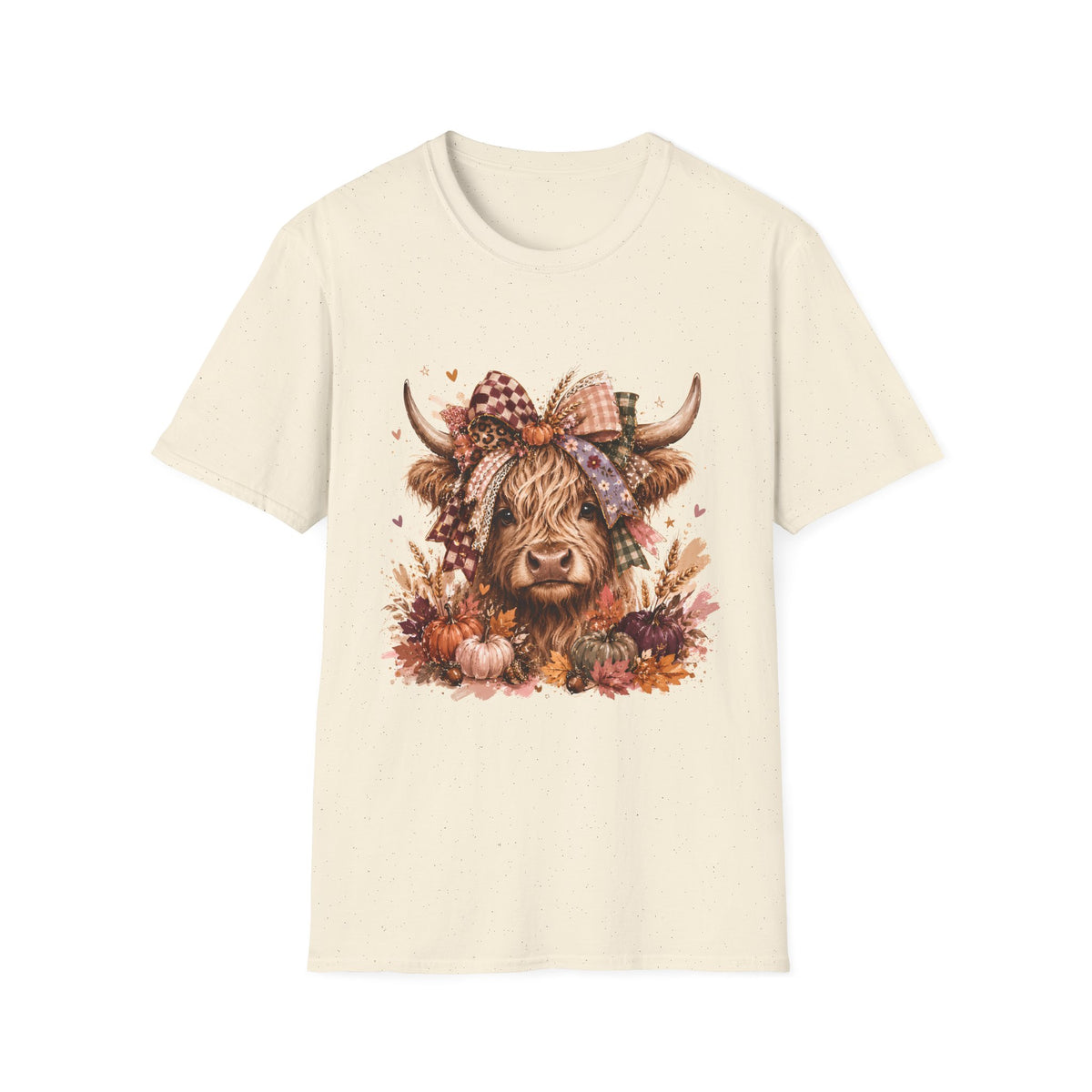 Highland Cow Fall T-Shirt — Pumpkin & Plaid Autumn Graphic Tee